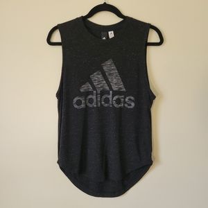Adidas Logo Heather Black Muscle Tank